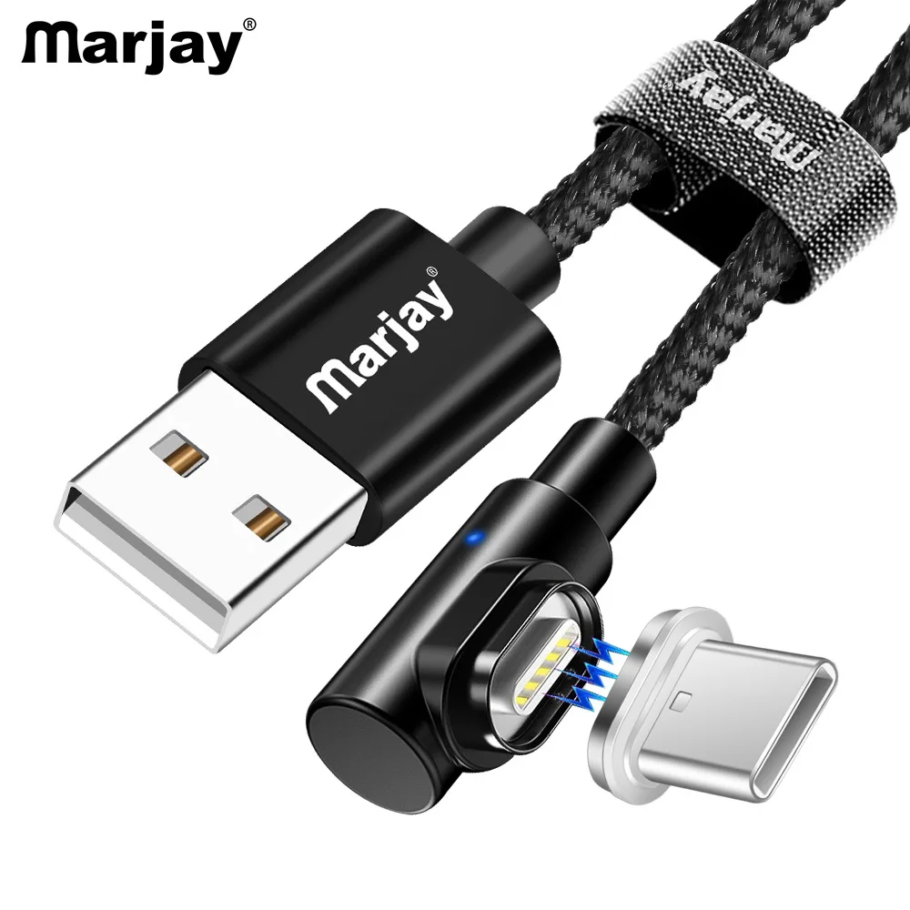 

Marjay Magnetic 90 Degree Elbow USB Type C Cable Fast Charge For Samsung Galaxy S9 S8 Plus For Xiaomi Fast Charging USB C Cord