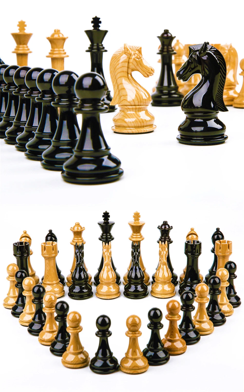 BSTFAMLY Wooden Chess Set Chessman International Chess Game High-grade Folding Chessboard ABS Steel Chess Pieces Steel Gift I36