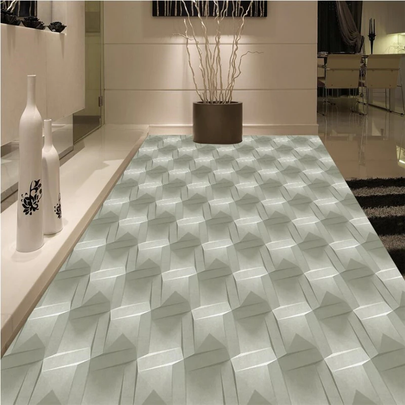 wellyu Modern three - dimensional geometric abstract pattern 3D flooring custom large - scale murals pvc thick floor paste