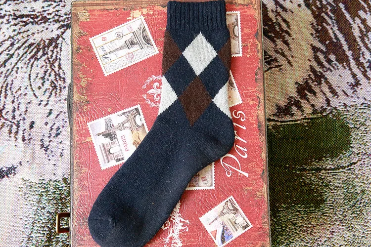 Зимние Для мужчин; шерстяные носки повседневные носки толстые теплые ромба дизайн 5pars Бесплатная доставка