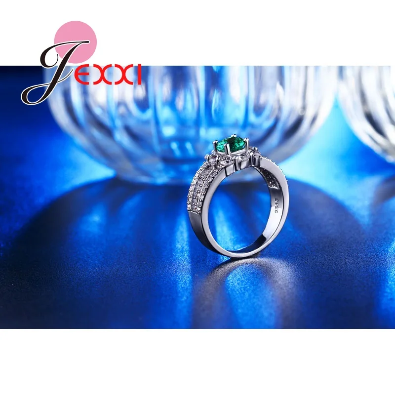 3 ряда прозрачный CZ Кристалл женские свадебные кольца модные кольца ювелирные изделия 925 пробы серебряные обручальные массивные кольца