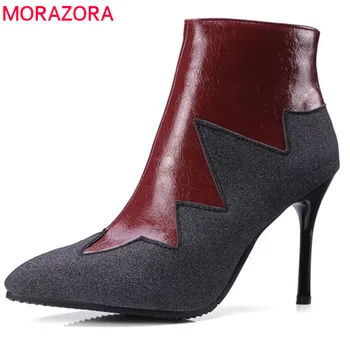 

MORAZORA 2020 large size 33-43 mixed colors fashion shoes woman zipper autumn winter ankle boots for women sexy high heels shoes