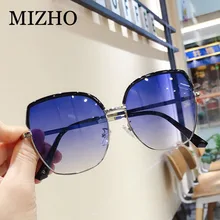 MIZHO синий UV400 Роскошные брендовые дизайнерские металлические солнцезащитные очки для женщин негабаритных градиентные Красные линзы квадратные винтажные женские солнцезащитные очки