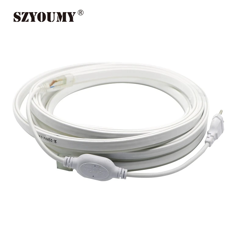 #Best SZYOUMY 10M LED Neon Strip 220V 12V 120 LED M 2835 Flexible Neon Light Waterproof Outdoor Decorative Lamps with Power Plug