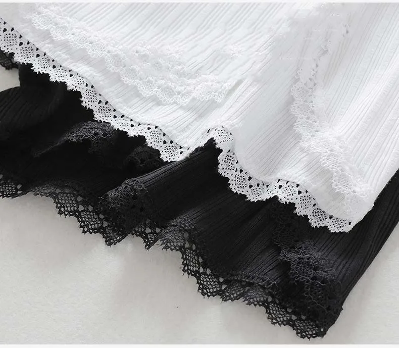 Хлопковые женские шорты защитные брюки черные Falda Pantalon милые кружевные боковые шорты штаны в полоску женские анти натирающие шорты под юбку
