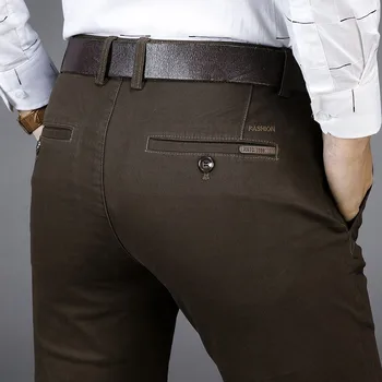 

ICPANS Cotton Casual Pants Men Straight Streight Black Navy Basic Classic Formal Office Male Trousers Office Plus Size 40 42