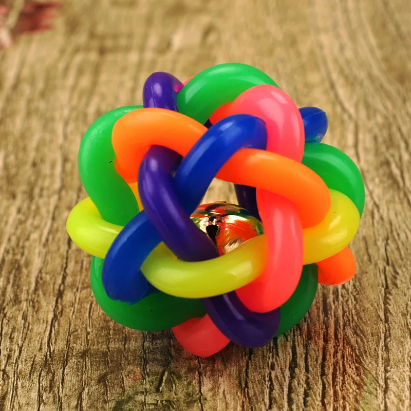 

cat-toys bell rainbow ball cat ball toys Pets Chewing Playing Fetching Nice Ball