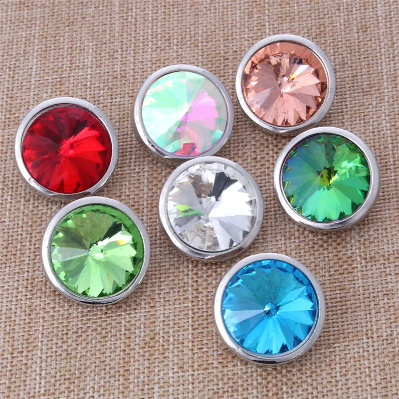 

6pcs/lot Newest Snap Jewelry Colorful Rhinestone Metal Round Snap Button Fit 18mm Snap Button Bracelet Necklace Jewelry ZA1230