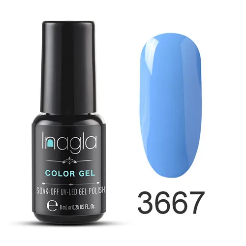 Inagla Синий Цвет гель для дизайна ногтей 8 мл УФ светодиодный светильник Чистый гель лак для ногтей длинный прочный верх основа впитываемый лак для ногтей - Цвет: 3667