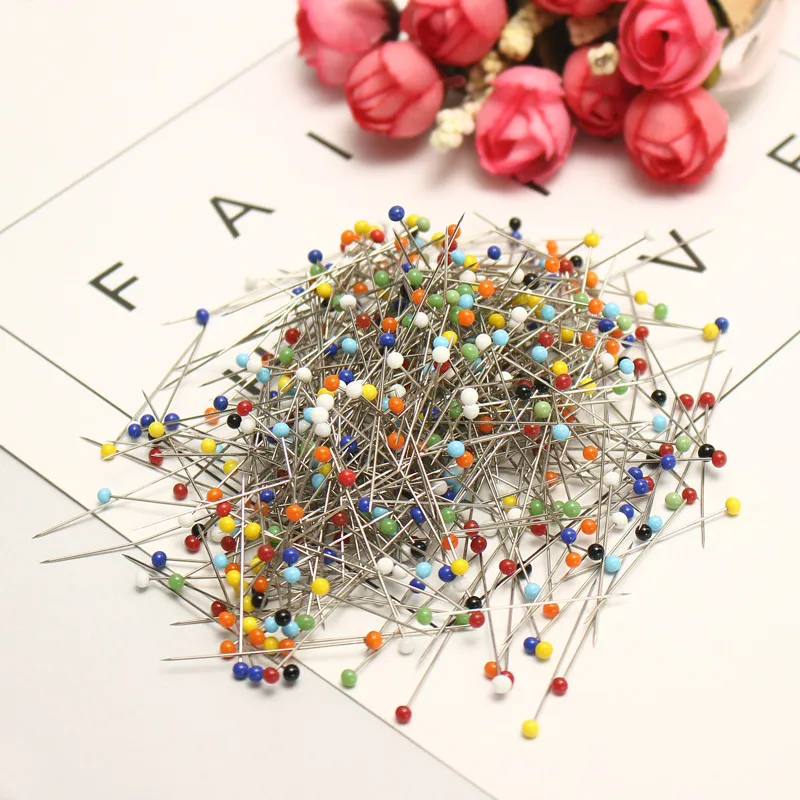 

Portable 500pcs/Box Glass Pearlized Head Pins Multicolor Sewing Pin for DIY Sewing Crafts Sewing Accessory