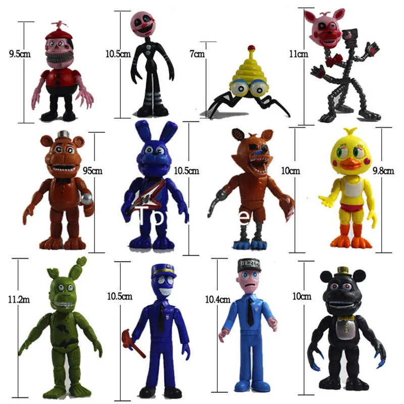 12 шт./лот Five Nights At Freddy's FNAF Bonnie Foxy Freddy Fazbear Night Toys фигурку 10 см|Игровые фигурки и