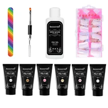 Ibcccndc гвоздь наборы и наборы полигель многоцветный для женщин прочный накладные ногти жидкий Двойной Конец Кисть для ногтей Удаление омертвевшей кожи набор 19L0611