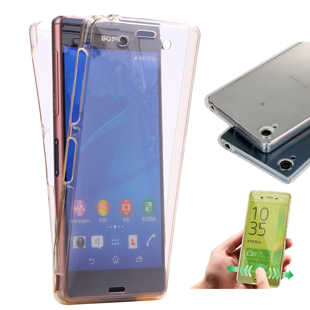 Прозрачный чехол Z5mini с кристаллами на весь корпус для Sony Xperia Z5 Compact Mini мягкий