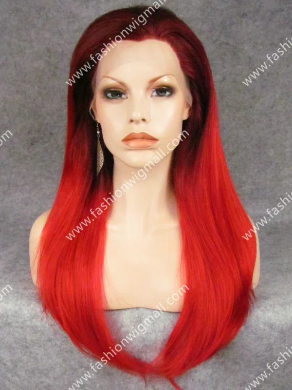 

Free Shipping 24" Long #33/3100 Mix Silky Straight Heavy Density Synthetic Fiber Front Lace Fashion Lady Carnival Wig W02