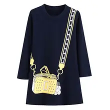 Платье принцессы; одежда с длинными рукавами для девочек; вечерние платья с принтом животных; платье для девочек с блестками; хлопковые платья-туники