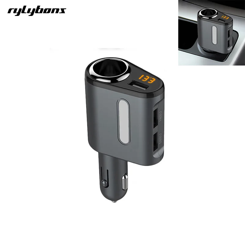 Автомобильное зарядное устройство с 3 USB-портами адаптер монитором напряжения