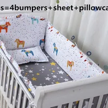 Промо-акция! 6 шт., хлопок, Комплект постельного белья для малышей, супер мягкая детская кроватка, простыни, комплекты детской кроватки(бамперы+ простыня+ наволочка