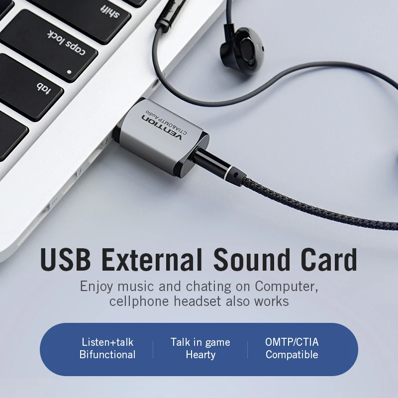 Vention Sound Card USB Audio Interface External Sound card USB Adapter 3.5mm For Laptop Speaker PS4 Earphone USB Mic SoundCard - 2