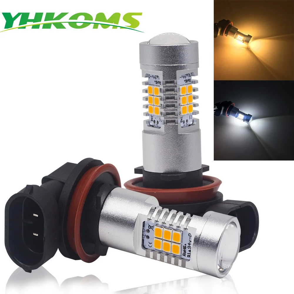 

YHKOMS H8 H9 H11 LED Fog Light Running Light Bulbs White Yellow Amber Auto LED Lamp 1200LM Fog Lamps For Cars 12V 24