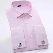 Бизнес работы для мужчин с длинным рукавом платье принтом рубашки для мальчиков Camisa, французские запонки однобортный рубашки