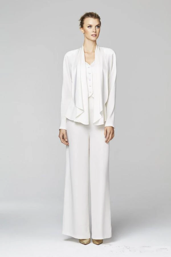 mother of the bride white pant suits