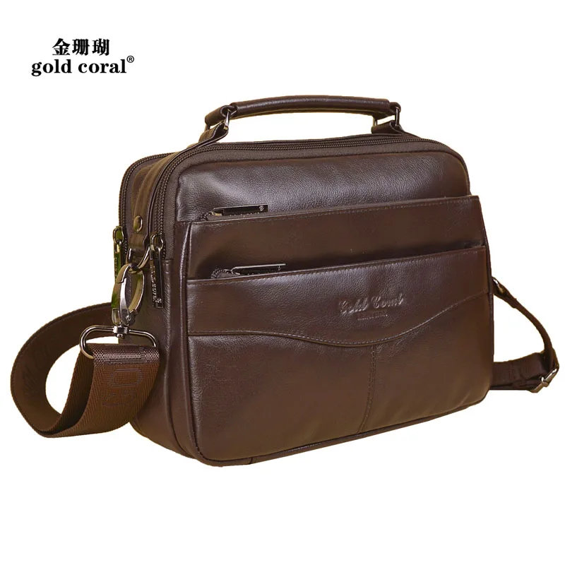 

Gold Coral brand genuine leather Messenger bag men's first layer of leather shoulder diagonal shoulder bag fashion shoulder bag