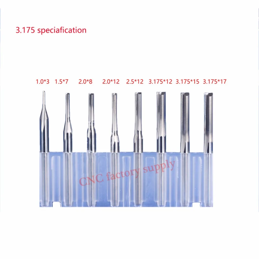 10 шт. 2 флейты ЧПУ фрезы 3,175 мм прямой слот Вольфрамовая сталь фрезы для дерева МДФ пластик