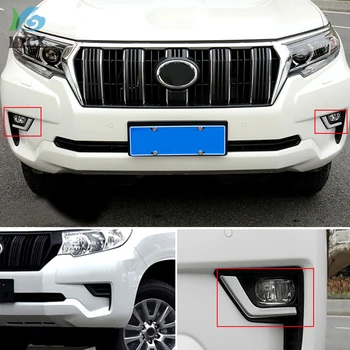 

For Toyota Cruiser Prado FJ150 FJ 150 2018 Car ABS Chrome Front Fog Light Eyebrow Trims Head Foglight Lamp cover 2PCS