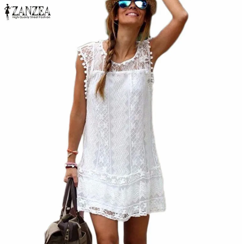 Zanzea Летнее Платье 2016 Sexy Women Casual Рукавов Пляж Короткое Платье Кисточкой Насыщенный Белый Мини Кружевном Платье Vestidos Плюс Размер Zanzea Летнее Платье 2016 Sexy Women Casual Рукавов Пляж Короткое Платье Кисточкой Насыщенный Белый Мини Кружевном Платье Vestidos Плюс Размер
