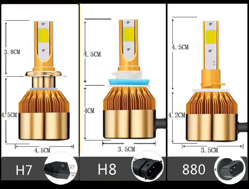 GZ KAFOLEE 2 шт. H7 светодиодные лампы Трехцветная фар H8 Led H1 3000K 6000K 4500K H3 H4 H9 H11 HB3 9005 HB4 9006 880 881 фары автомобиля