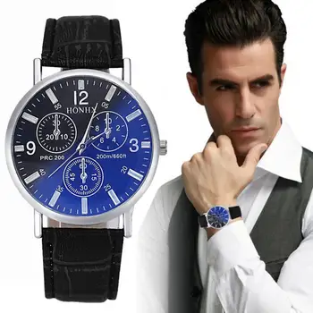 

HF 2018 Mens Luxury Crocodile Faux Leather Analog Blu-Ray Business Wrist Watch Levert Dropship F927