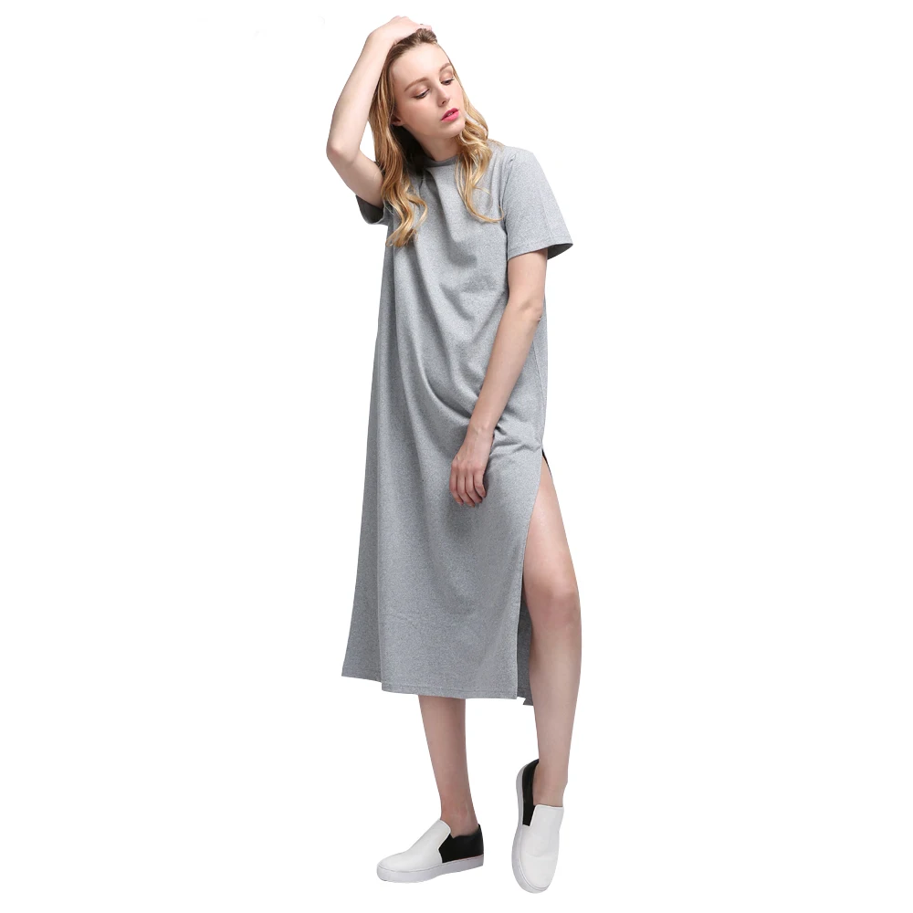 

Summer Long T Shirt Women Black T-shirt Sexy Side Slit Short Sleeve Big Size Thin Long Women Tops Tees Female Tshirt