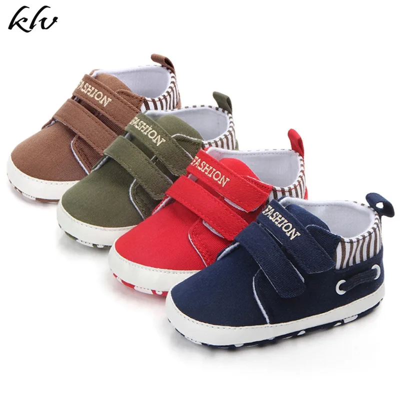 

Baby Boy Girl Shoes Striped Canvas Sport Shoes Newborn Toddler Prewalker Sneakers Soft Child Casual Shoes Solid Colors Available