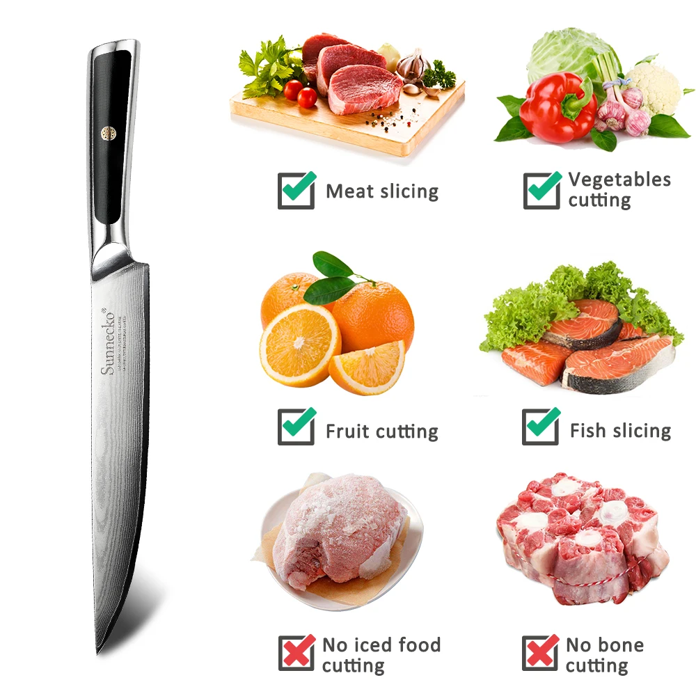 SUNNECKO 6 шт Кухня Набор ножей Slicer утилита Santoku шеф-повар Ножи ножи японский Дамаск VG10 Сталь Sharp G10 ручка