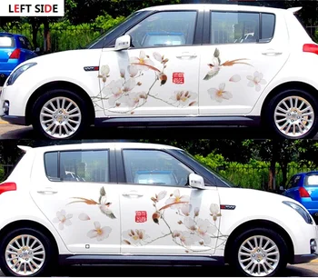

LEFT SIDE Car Stickers Chinese Style Flower Stickers Personalized Waterproof Sunscreen Protective Car Pull Fower Car Stickers
