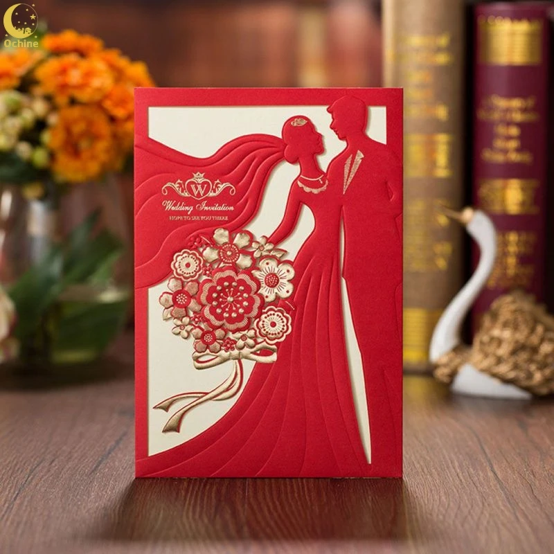  Ochine 10pcs Wedding Invitations Card Bride And Groom Greeting Cards Customize Envelopes Wedding Pa - 33049900736