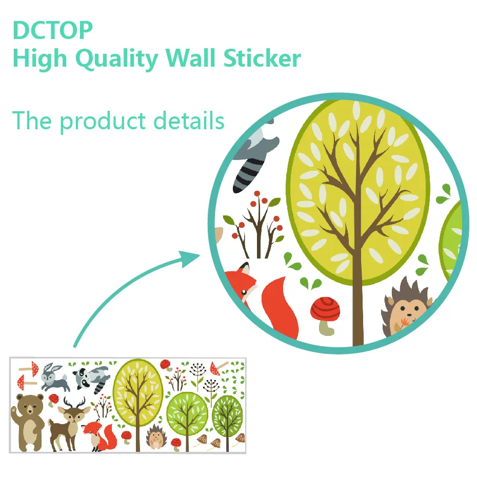Cartoon Critters Animal Woodland Wall Stickers Forest Bear Deer Wildflower Decals Home Decor Children kids Room Art Vinyls Mural (2)