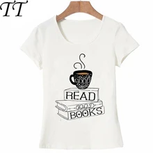 Beber café leer libros 2018 camiseta nueva camiseta para mujer de verano de Tops casual damas novedad Camiseta de manga corta Niña