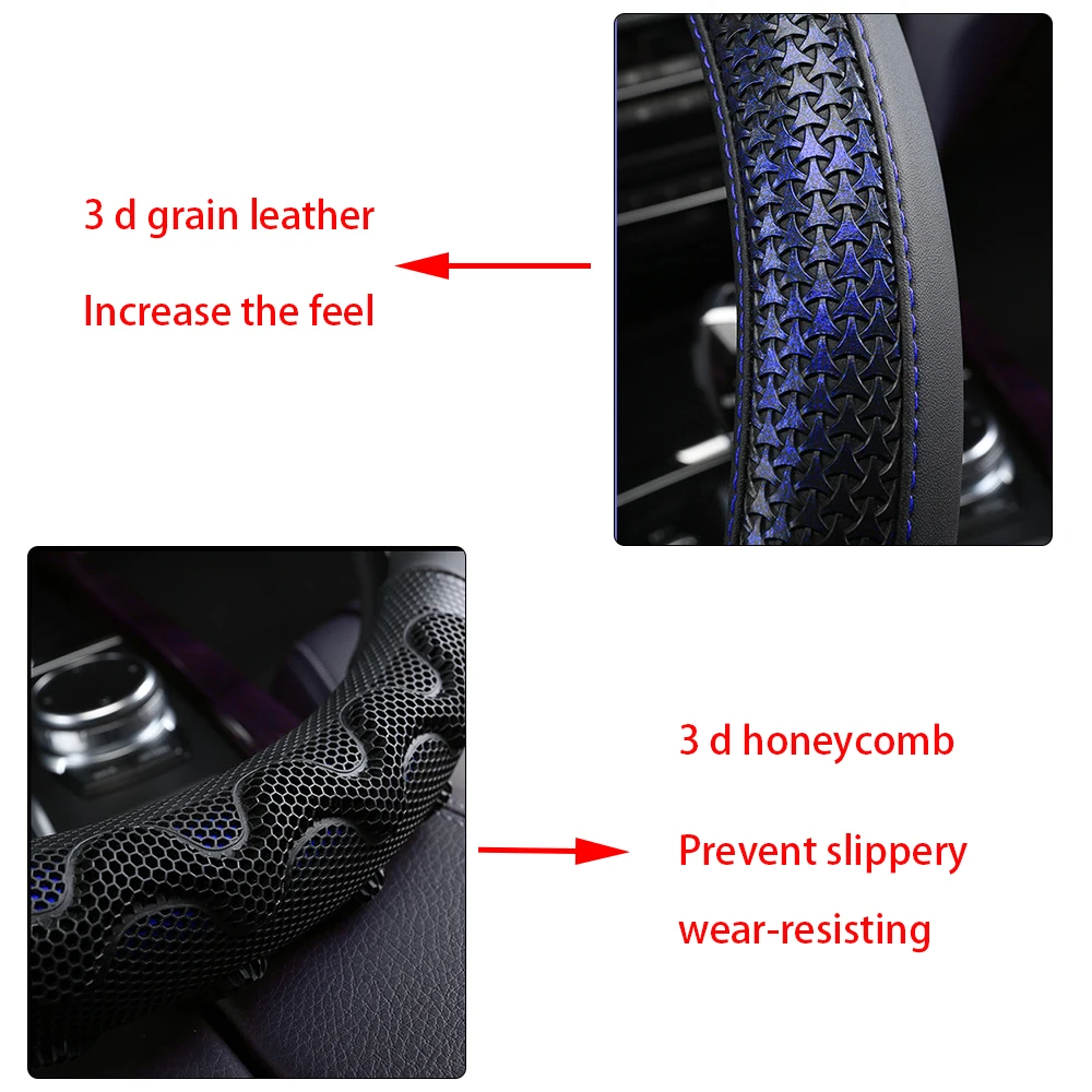 GLCC кожаный Противоскользящий чехол рулевого колеса автомобиля диаметр 37-38 см 3D автомобильный держатель рулевого колеса протектор для четырех сезонов