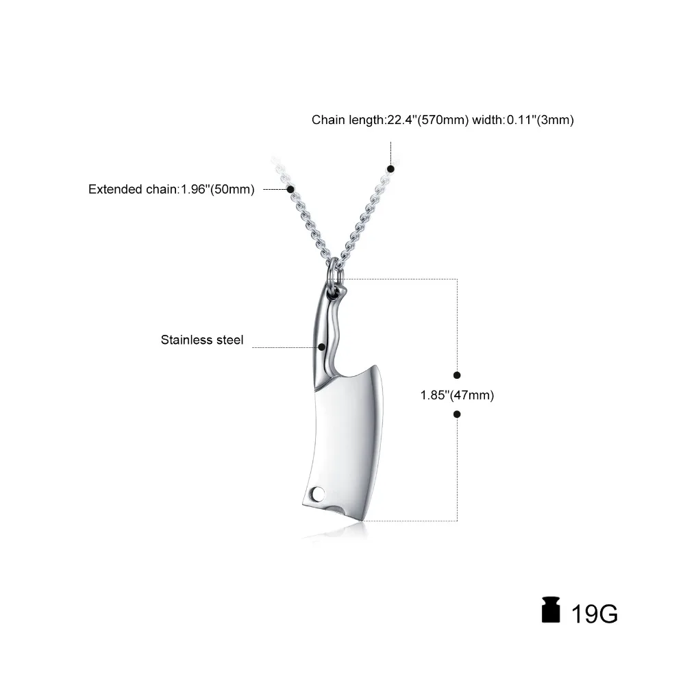 Liontin Untuk Pria Punk Gaya Kepribadian Pisau Dapur Stainless Steel