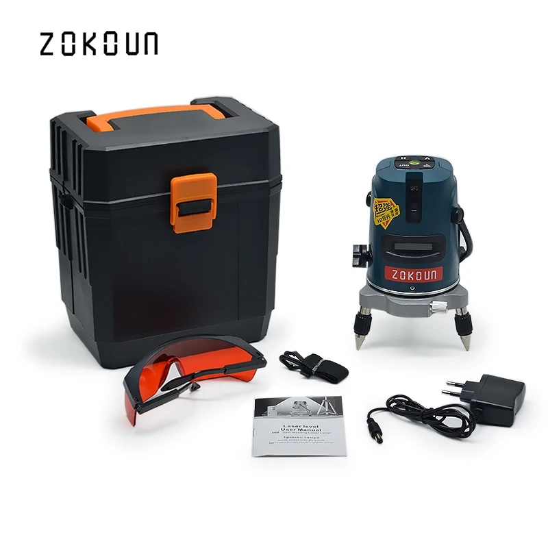 

EU plug 2 Lines (1V1H) 3 Points Professional Laser 635nm Slash Function Vertical Horizontal Self leveling Measuring Tools