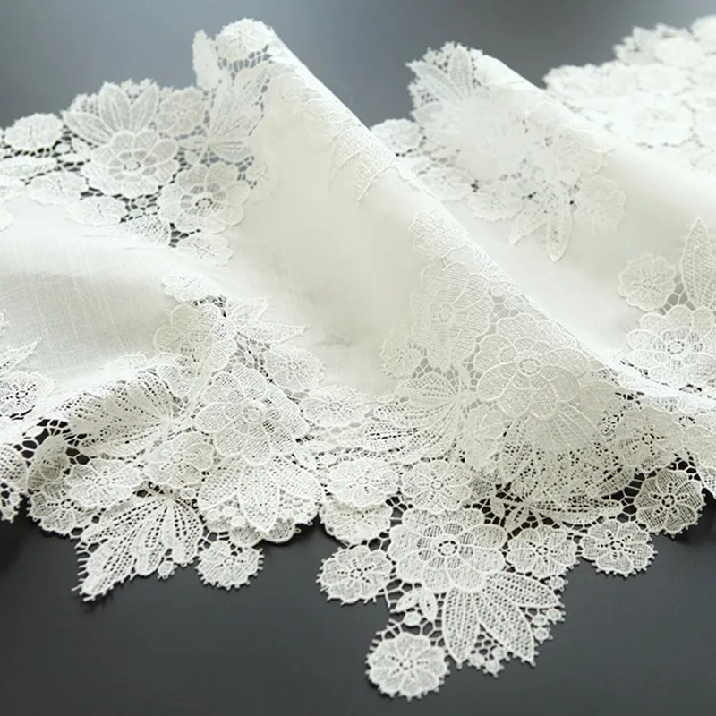 Slub Linen Lace Table Runner P24-5