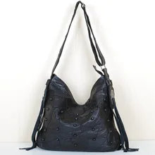 Q719 сумка из овечьей кожи, мягкая, неровная, с бахромой, Baubenk Wind, черные сумки на плечо, женская сумка через плечо, сумки