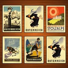 Carteles de viaje de turismo de Austria, pegatinas de pared clásicas de agua potable, póster Vintage de lona, regalo de decoración de Bar para el hogar