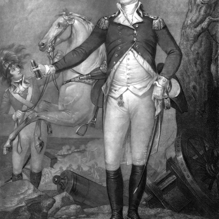 Vintage American History print of General George Washington at The Battle of Trenton Poster Print (11 x 16)