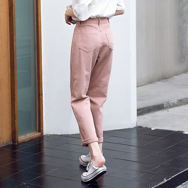 Fall White Mom Jeans Vintage High Waisted Wide Leg Jeans Women Cropped Baggy Straight Leg Jeans Chic Casual Denim Pants