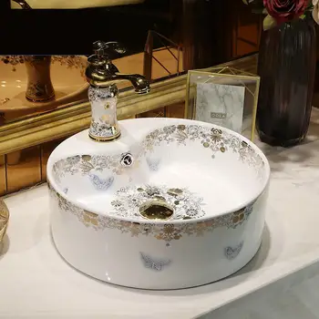 

Creativity Of Ceramic Hand Washing And Face Washing basin Modern Chinese Round Household Art ceramic wash basin bathroom sink