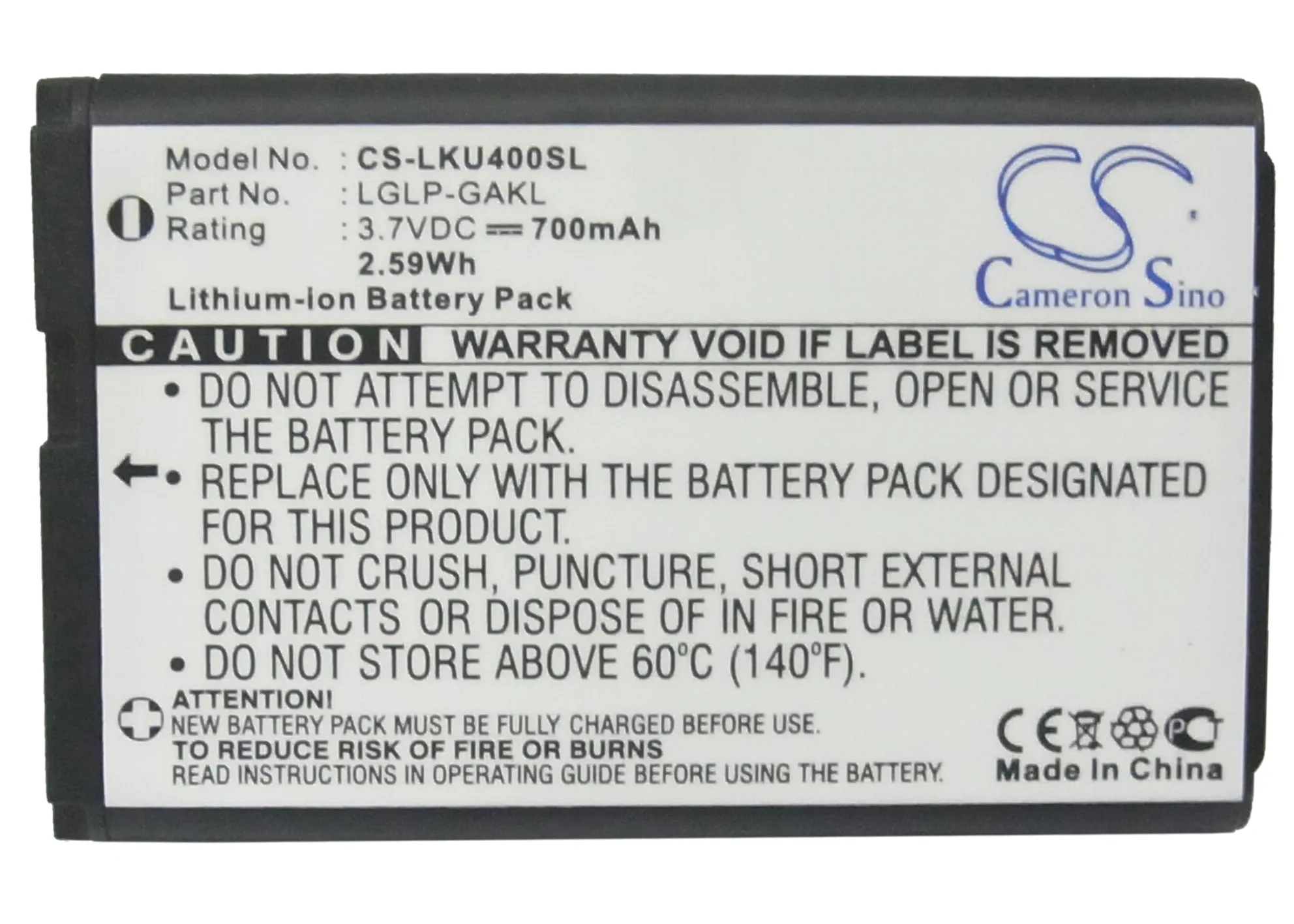 LGLP GAKL батареи Cameron Sino 700mAh для LG U400|cameron sino|battery for lgbattery |