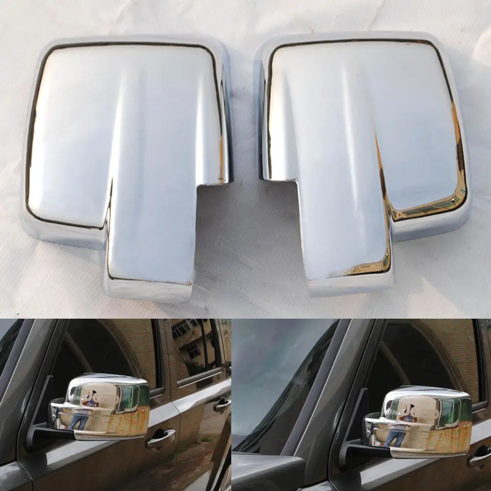 For 08-12 Jeep Liberty Chrome Door Mirror Covers Lid Trim Rear View Bezel Caps