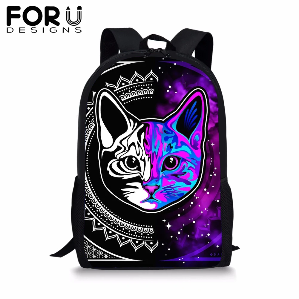 

FORUDESIGNS Cartoon Colorful Cat Backpack for Student 3D Printing School Bag Baby Boy Kids Cute Bookbag Notebook Backpack 2019